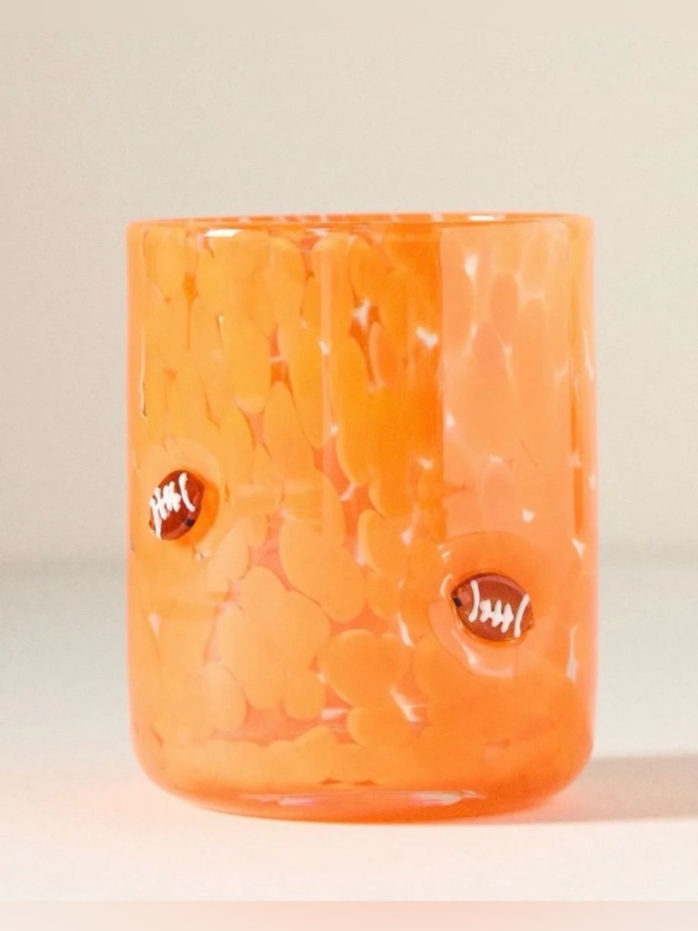 Anthropologie Icon Juice Glass, Sports Edition ORANGE NIB